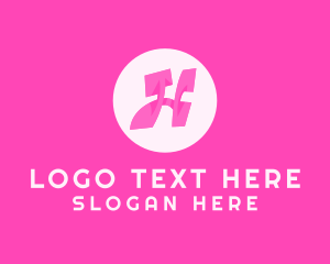 Round - Pink Letter H logo design