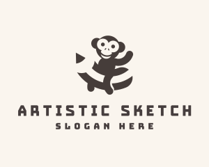 Draw - Monkey Pencil Art logo design