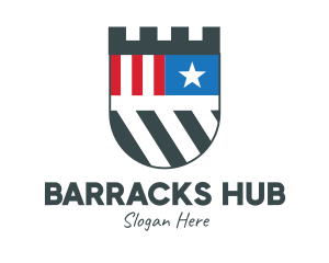 Barracks - Defense Castle Flag logo design