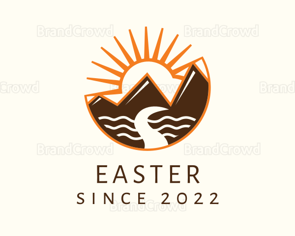 Mountain River Tourist Spot Logo