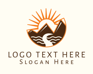 Mountain River Tourist Spot Logo