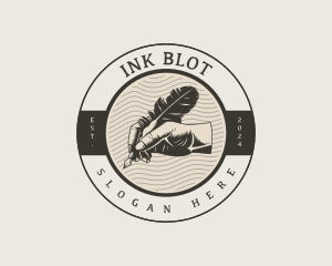 Author Hand Quill Ink logo design