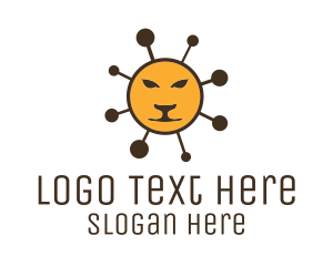 Wildlife - Molecule Lion Sun logo design