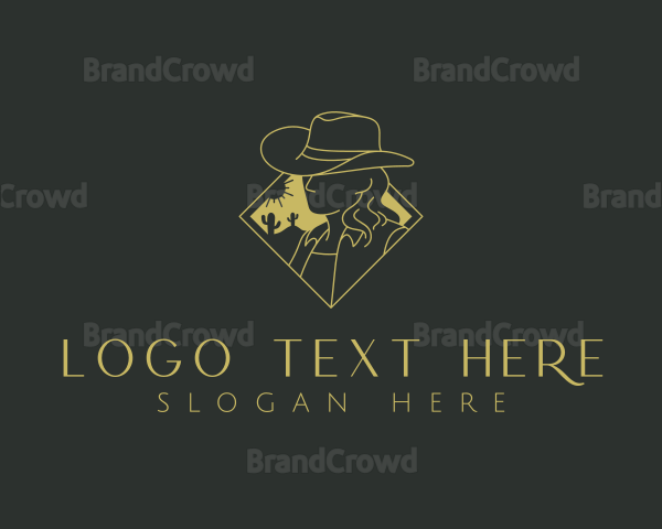 Cowgirl Hat Desert Logo