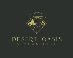 Cowgirl Hat Desert logo design