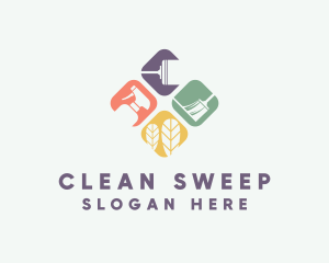 Mop - Broom Mop Spray Cleaner logo design