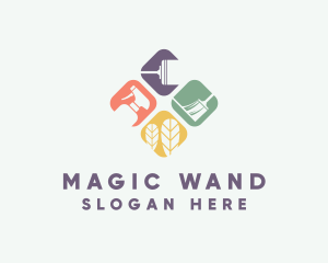 Broom Mop Spray Cleaner logo design