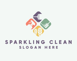 Cleaner - Broom Mop Spray Cleaner logo design