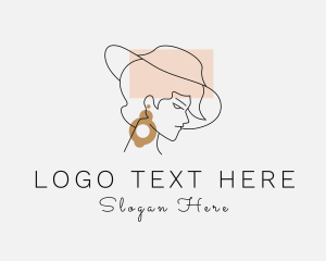 Earring - Woman Hat Jewelry logo design