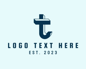 Cube - Blue 3D Letter T logo design