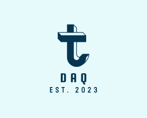 Isometric - Blue 3D Letter T logo design