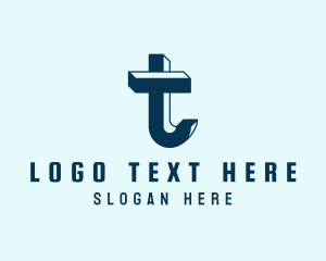 Blue 3D Letter T Logo