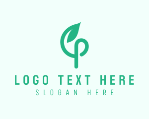 Farmer - Green Vine Letter P logo design