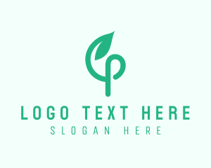 Produce - Green Vine Letter P logo design