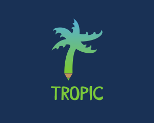 Tropical Tree Pen  logo design