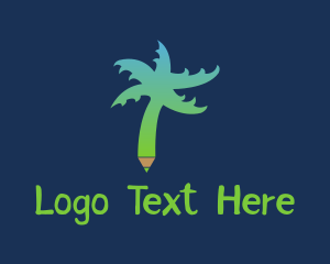 Elearning Center - Tropical Tree Pen logo design