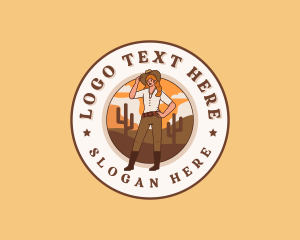 Badge - Woman Rodeo Cowgirl logo design