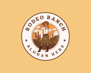 Woman Rodeo Cowgirl logo design