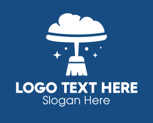 White - Cloud Broom Cleaning logo design