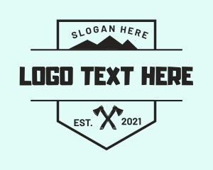 Log - Mountain Lumberjack Axe logo design