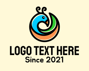 Animal Conservation - Multicolor Peacock Bird logo design