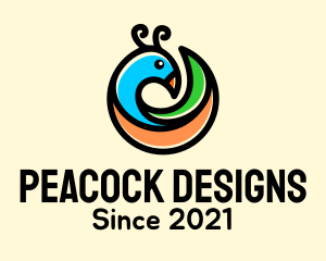 Multicolor Peacock Bird  logo design