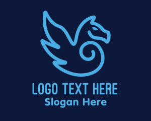 Fly - Blue Pegasus Horse logo design