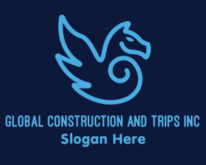 Blue Pegasus Horse Logo