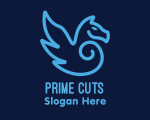 Blue Pegasus Horse Logo