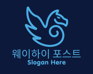 Blue Pegasus Horse logo design