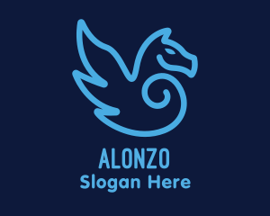 Blue Pegasus Horse logo design