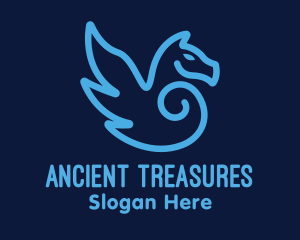 Blue Pegasus Horse logo design