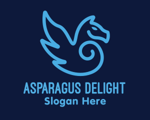 Blue Pegasus Horse logo design