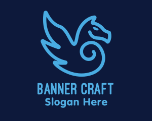 Blue Pegasus Horse logo design