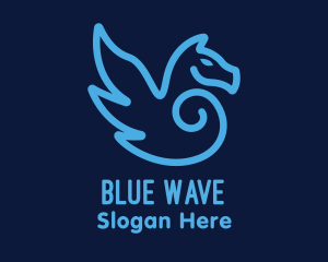 Blue - Blue Pegasus Horse logo design