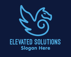 Blue Pegasus Horse logo design