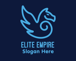 Blue Pegasus Horse logo design