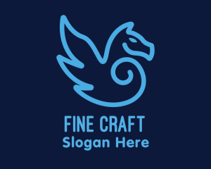 Blue Pegasus Horse logo design