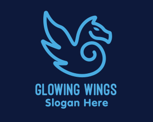 Blue Pegasus Horse logo design