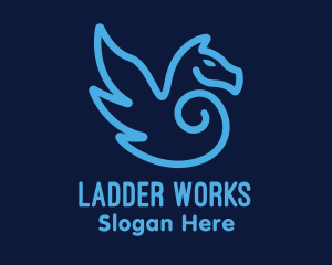 Blue Pegasus Horse logo design