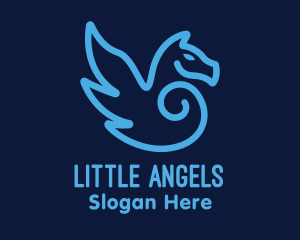 Blue Pegasus Horse logo design