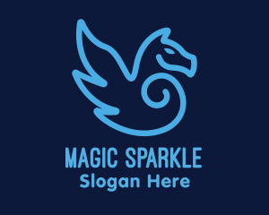 Blue Pegasus Horse logo design