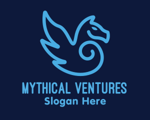 Myth - Blue Pegasus Horse logo design