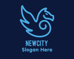 Blue Pegasus Horse logo design