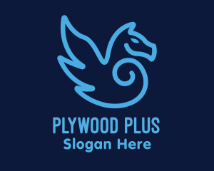 Blue Pegasus Horse logo design