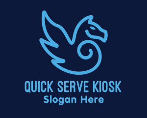 Blue Pegasus Horse logo design