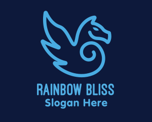 Blue Pegasus Horse logo design