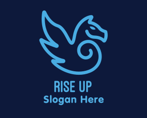 Blue Pegasus Horse logo design