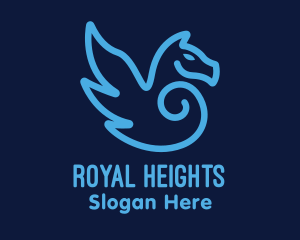 Blue Pegasus Horse logo design