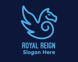 Blue Pegasus Horse logo design